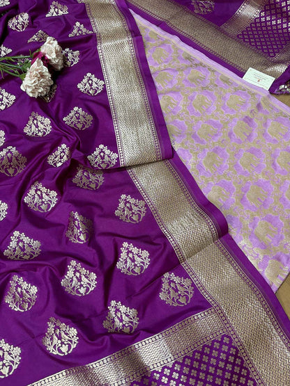 Stunning Purple Banarasi Silk Suit With Purple Banarasi Silk Dupatta - Luxurion World