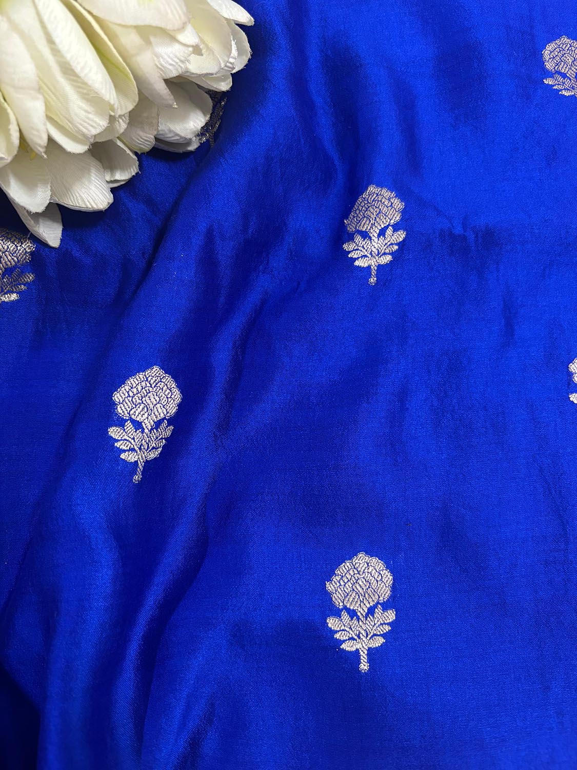 Elegant Blue Banarasi Handloom Chiniya Silk Suit With Pastel Banarasi Silk Shikargah Dupatta - Luxurion World