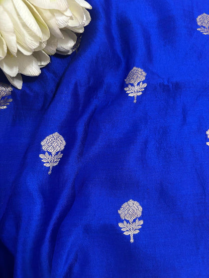 Elegant Blue Banarasi Handloom Chiniya Silk Suit With Pastel Banarasi Silk Shikargah Dupatta - Luxurion World