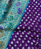 Elegant Purple Banarasi Pure Georgette Suit With Blue Banarasi Bandhani Pure Georgette Meenakari Dupatta - Luxurion World