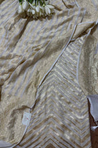 Dyeable Banarasi Pure Georgette Zig Zag Design Suit With Dyeable Banarasi Handloom Pure Georgette Stripes Design Dupatta - Luxurion World