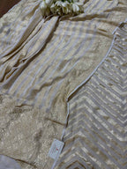 Dyeable Banarasi Pure Georgette Zig Zag Design Suit With Dyeable Banarasi Handloom Pure Georgette Stripes Design Dupatta - Luxurion World