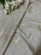 Stunning Dyeable Banarasi Handloom Moonga Silk Suit With Dyeable Banarasi Handloom Pure Moonga Silk Dupatta - Luxurion World