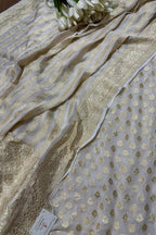 Dyeable Banarasi Pure Georgette Suit With Dyeable Banarasi Handloom Pure Georgette Stripes Design Dupatta - Luxurion World