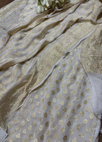Dyeable Banarasi Pure Georgette Suit With Dyeable Banarasi Handloom Pure Georgette Stripes Design Dupatta - Luxurion World
