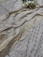 Dyeable Banarasi Pure Georgette Suit With Dyeable Banarasi Handloom Pure Georgette Stripes Design Dupatta - Luxurion World