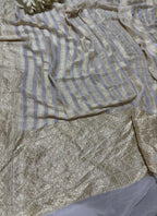 Dyeable Banarasi Pure Georgette Suit With Dyeable Banarasi Handloom Pure Georgette Stripes Design Dupatta - Luxurion World