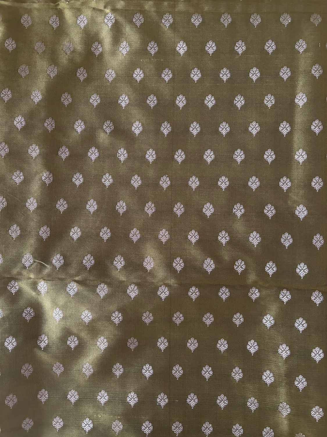 Green Banarasi Silk Small Booti Design Suit With Pink Banarasi Silk Dupatta - Luxurion World