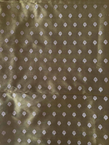 Green Banarasi Silk Small Booti Design Suit With Pink Banarasi Silk Dupatta - Luxurion World