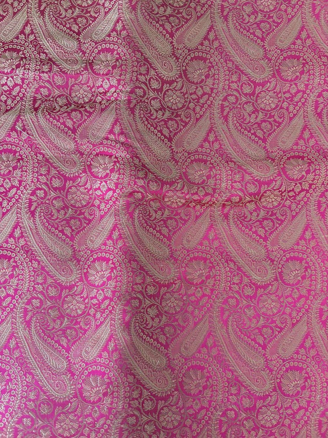 Pink Banarasi Silk Soft Brocade Flower Design Suit With Dyeable Banarasi Handloom Pure Tissue Silk Flower Design Dupatta - Luxurion World