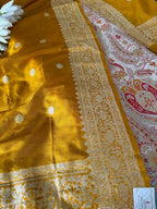 Golden Banarasi Kimkhwab Silk Suit With Yellow Banarasi Katan Silk Dupatta - Luxurion World