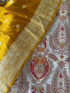 Golden Banarasi Kimkhwab Silk Suit With Yellow Banarasi Katan Silk Dupatta - Luxurion World