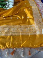 Golden Banarasi Kimkhwab Silk Suit With Yellow Banarasi Katan Silk Dupatta - Luxurion World