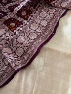 Elegant Pastel Banarasi Handloom Chiniya Silk Suit With Maroon Banarasi Bandhani Pure Georgette Dupatta - Luxurion World