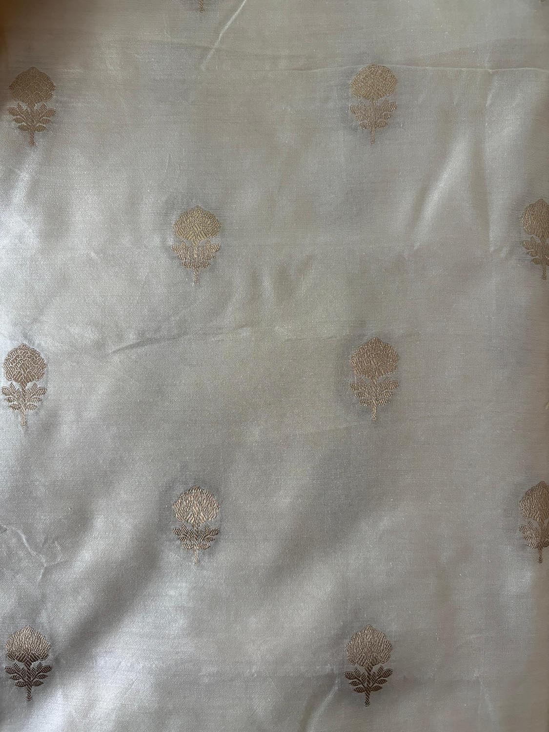 Elegant Dyeable Banarasi Handloom Chiniya Silk Suit With Dyeable Banarasi Handloom Pure Moonga Silk Flower Design Jaal Work Dupatta - Luxurion World