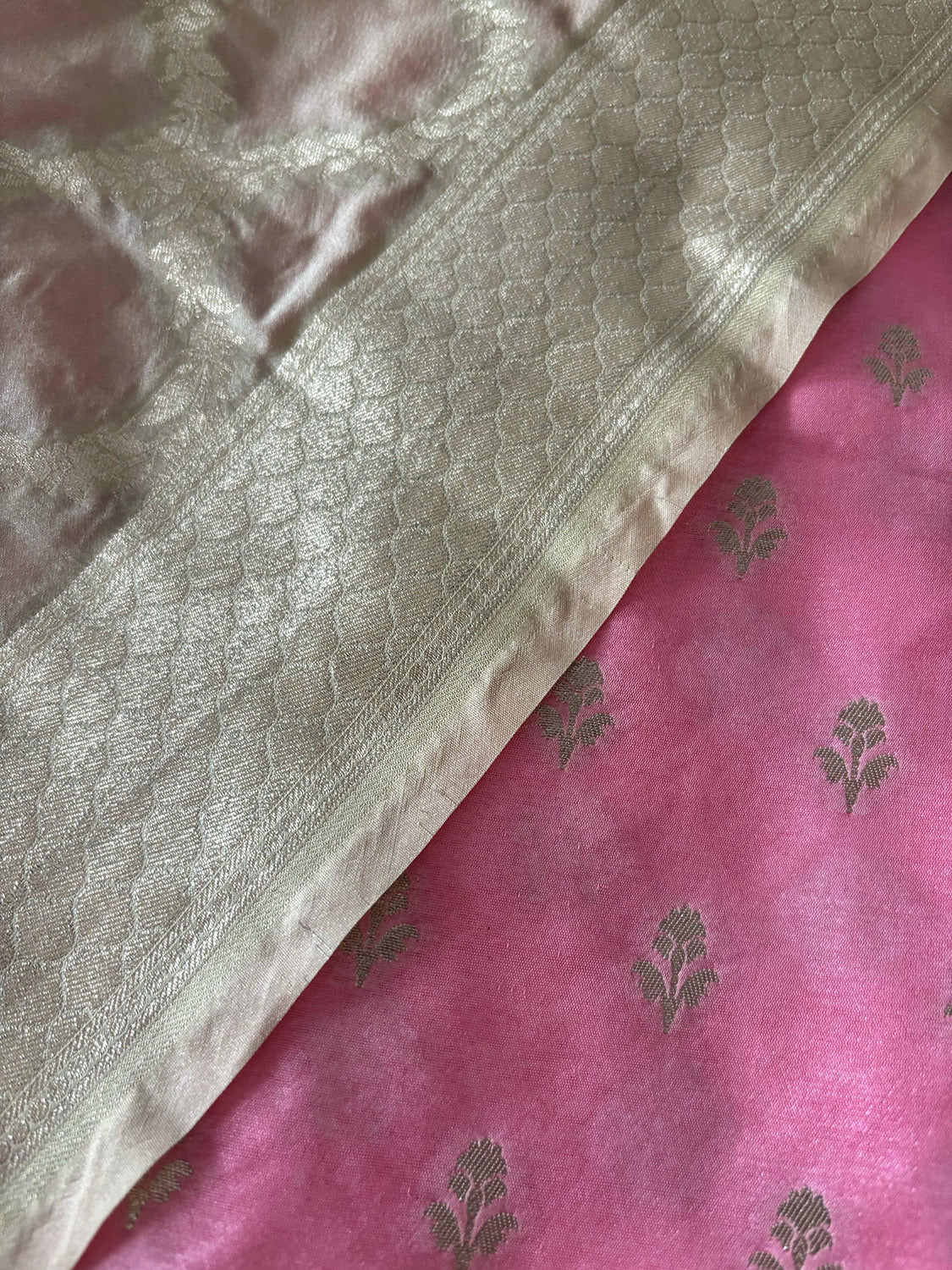 Elegant Pink Banarasi Dupion Silk Suit With Pastel Banarasi Silk Dupatta - Luxurion World