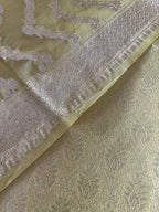 Green Banarasi Brocade Silk Suit With Yellow Banarasi Organza Dupatta - Luxurion World