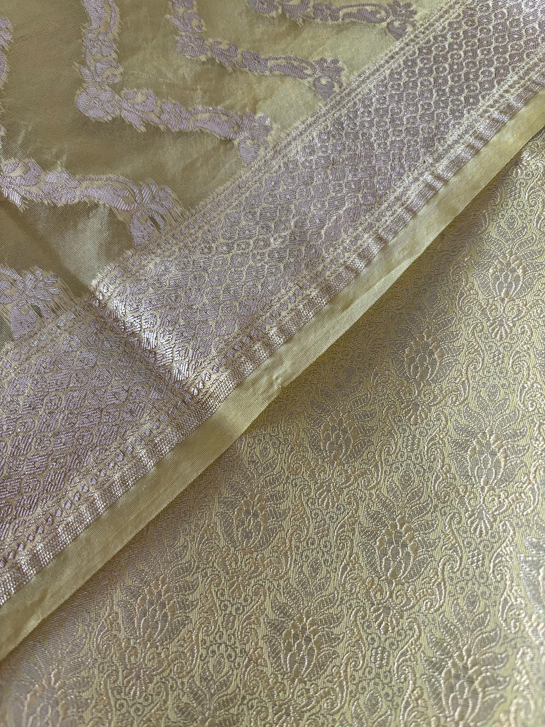 Green Banarasi Brocade Silk Suit With Yellow Banarasi Organza Dupatta - Luxurion World