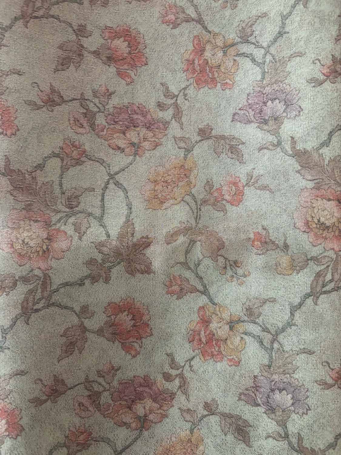 Stunning Green Digital Printed Tissue Organza Suit With Peach Banarasi Silk Dupatta - Luxurion World