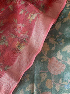 Green Digital Printed Tissue Organza Suit With Peach Pink Digital Printed Crushed Tissue Floral Design Dupatta - Luxurion World