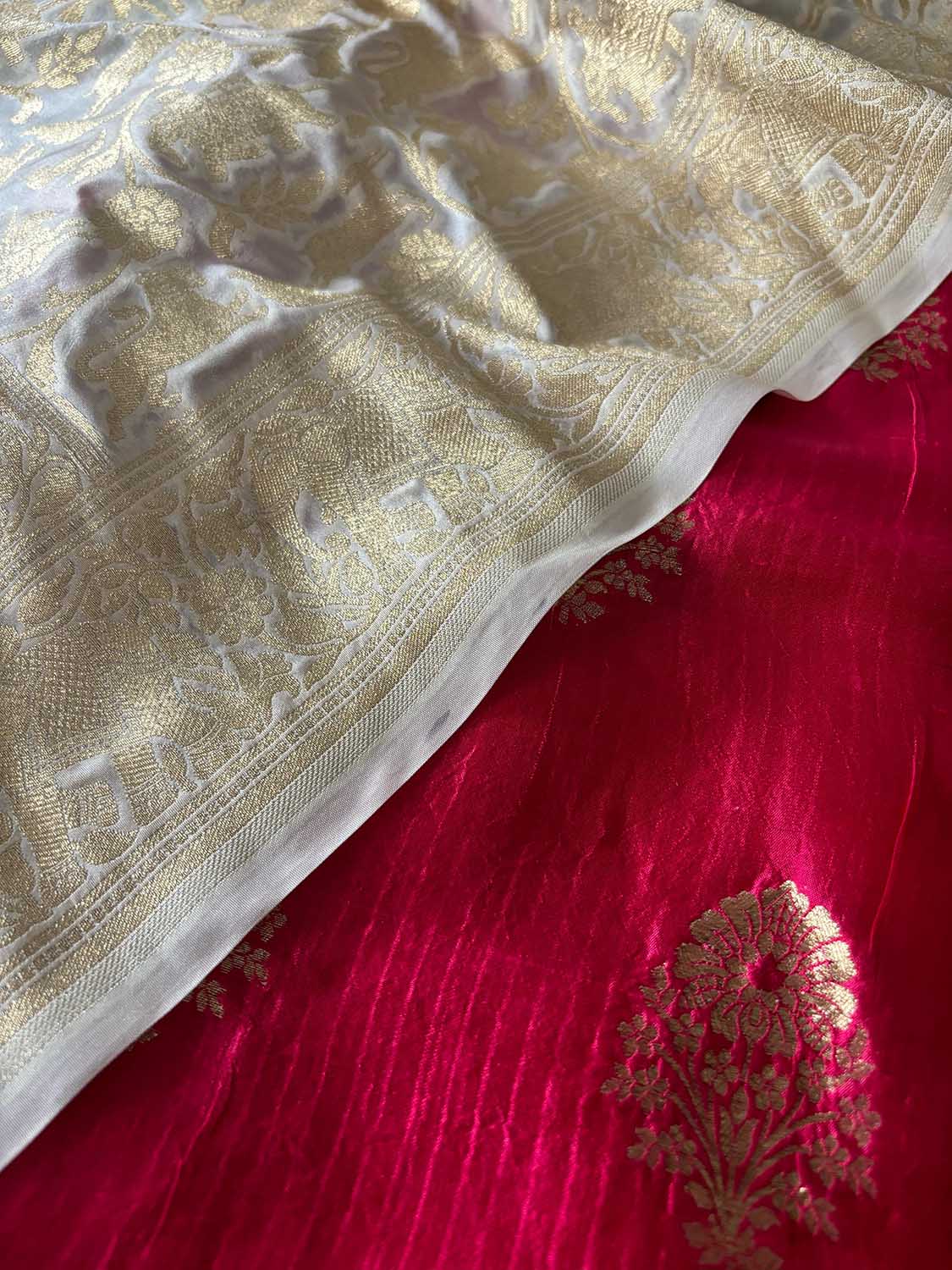 Exquisite Pink Banarasi Handloom Pure Katan Silk Suit With Pastel Banarasi Silk Shikargah Dupatta - Luxurion World