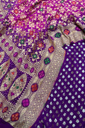 Stunning Purple Banarasi Pure Georgette Suit With Pink And Purple Banarasi Bandhani Pure Georgette Meenakari Dupatta - Luxurion World