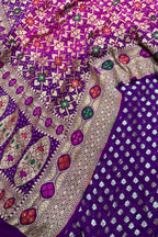 Stunning Purple Banarasi Pure Georgette Suit With Pink And Purple Banarasi Bandhani Pure Georgette Meenakari Dupatta - Luxurion World