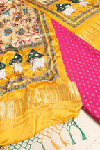 Pink Banarasi Silk Small Booti Design Suit With Yellow Digital Printed Floral And Pichwai Design Modal Silk Dupatta - Luxurion World