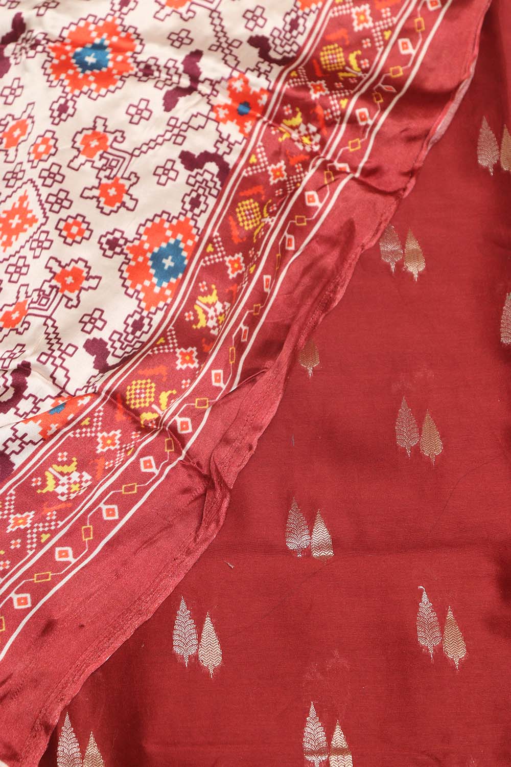 Maroon Banarasi Chanderi Silk Sona Roopa Design Suit With Multicolor Digital Printed Floral And Pichwai Design Modal Silk Dupatta - Luxurion World