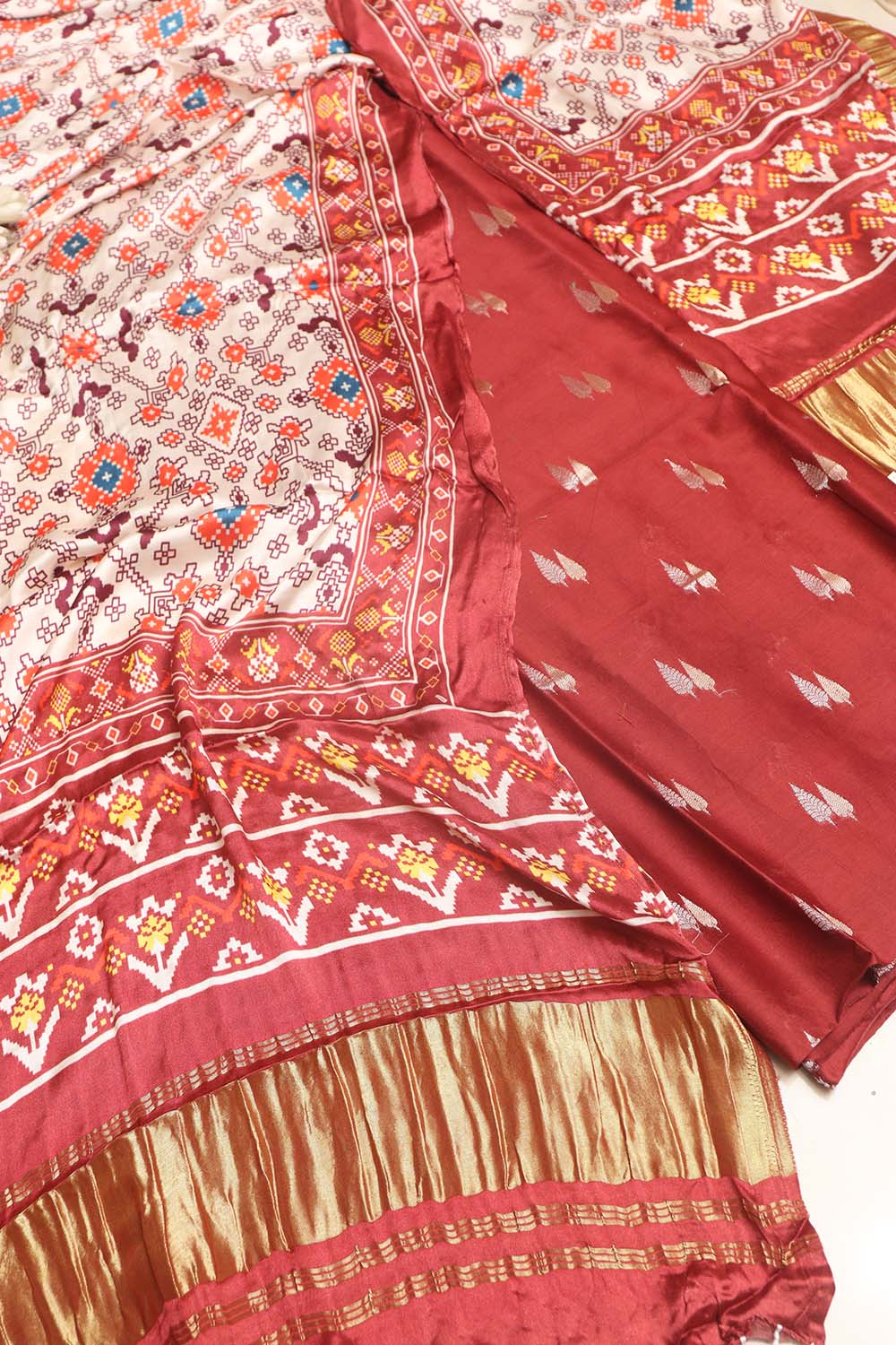 Maroon Banarasi Chanderi Silk Sona Roopa Design Suit With Multicolor Digital Printed Floral And Pichwai Design Modal Silk Dupatta - Luxurion World