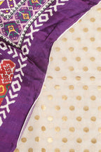 Dyeable Banarasi Chanderi Silk Polka Dots Suit With Purple Digital Printed Patola Design Modal Silk Dupatta - Luxurion World