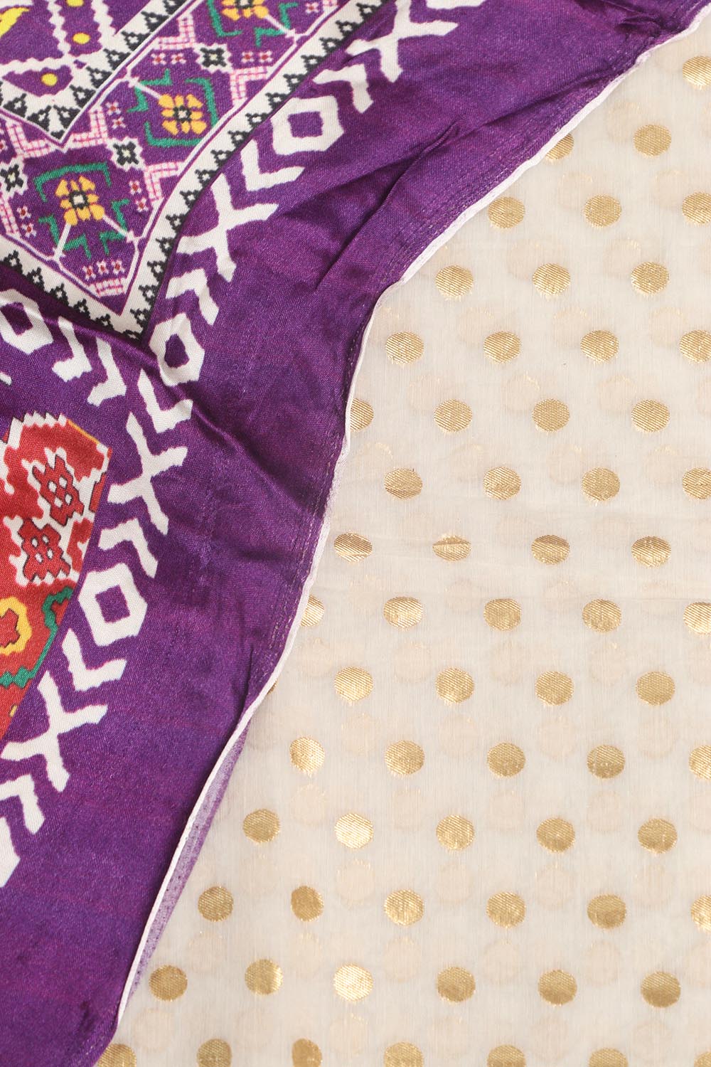 Dyeable Banarasi Chanderi Silk Polka Dots Suit With Purple Digital Printed Patola Design Modal Silk Dupatta - Luxurion World
