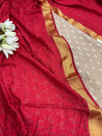 Pastel Banarasi Dupion Silk Suit With Banarasi Handloom Pure Moonga Silk Dupatta - Luxurion World