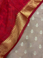 Pastel Banarasi Dupion Silk Suit With Banarasi Handloom Pure Moonga Silk Dupatta - Luxurion World