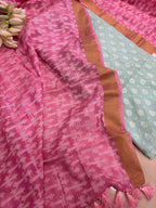 Blue Banarasi Cotton Suit With Banarasi Handloom Pure Moonga Silk Dupatta - Luxurion World