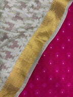 Pink Banarasi Cotton Suit With Banarasi Handloom Pure Moonga Silk Dupatta - Luxurion World
