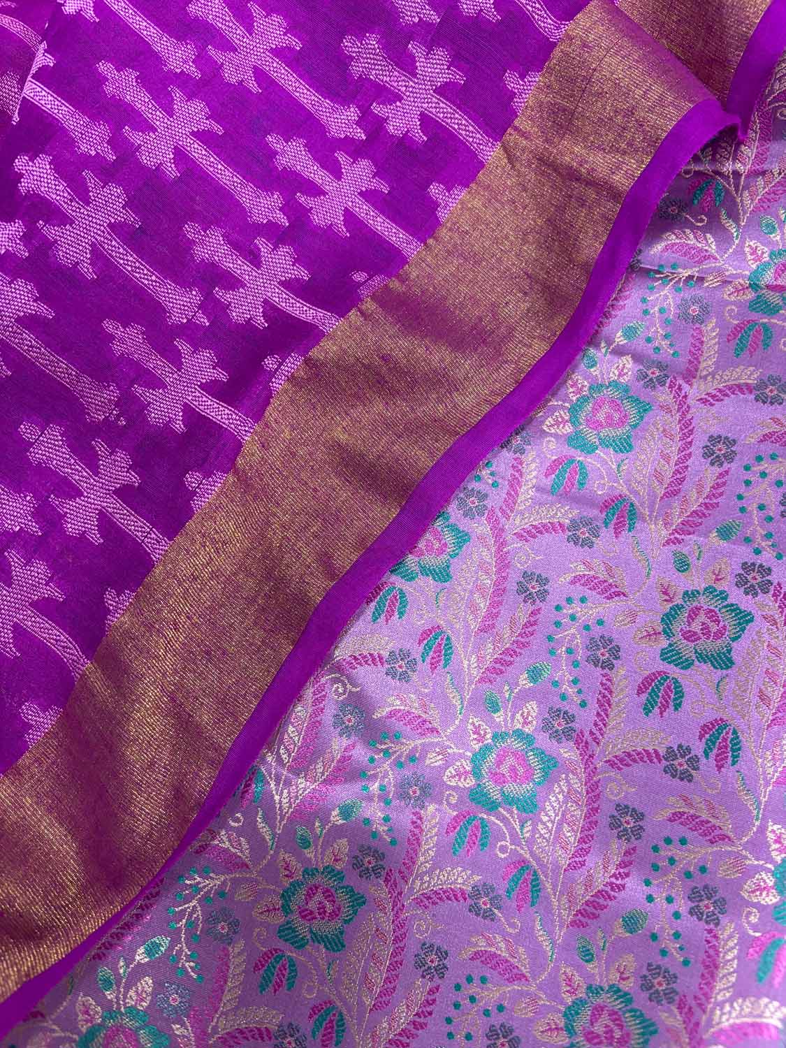 Purple Banarasi Silk Tanchui Suit With Banarasi Handloom Pure Moonga Silk Dupatta - Luxurion World