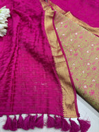 Green Banarasi Silk Tanchui Suit With Banarasi Handloom Pure Moonga Silk Dupatta - Luxurion World