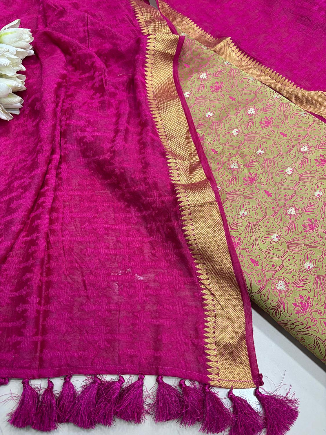 Green Banarasi Silk Tanchui Suit With Banarasi Handloom Pure Moonga Silk Dupatta - Luxurion World