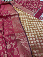 Orange Banarasi Silk Suit With Maroon Banarasi Silk Dupatta - Luxurion World
