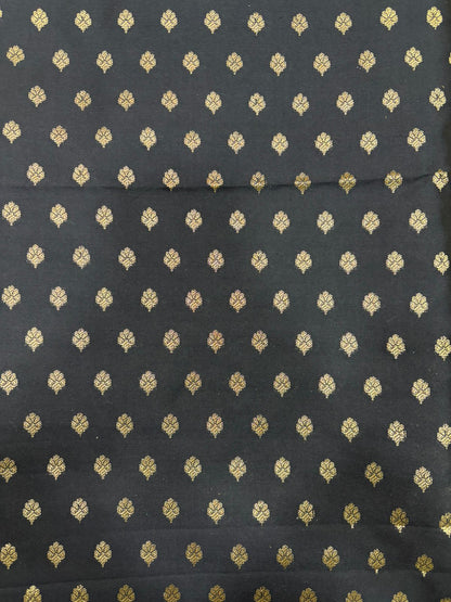 Black Banarasi Silk Small Booti Design Suit With Pastel Banarasi Silk Dupatta - Luxurion World