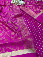 Pink Banarasi Silk Small Booti Design Suit With Pink Banarasi Silk Dupatta - Luxurion World