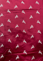 Red Banarasi Mashru Silk Deer Design Suit With Purple Banarasi Silk Sona Roopa Dupatta - Luxurion World