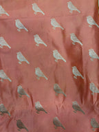 Peach Banarasi Mashru Silk Bird Design Suit With Green Banarasi Silk Dupatta - Luxurion World