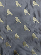 Grey Banarasi Mashru Silk Bird Design Suit With Pink Banarasi Organza Silk Dupatta - Luxurion World