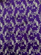 Purple Banarasi Mashru Silk Peacock And Flower Design Suit With Pink Banarasi Silk Dupatta - Luxurion World