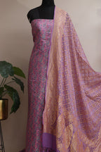 Elegant Purple Banarasi Silk Tanchui Suit With Purple Banarasi Bandhani Pure Georgette Dupatta - Luxurion World