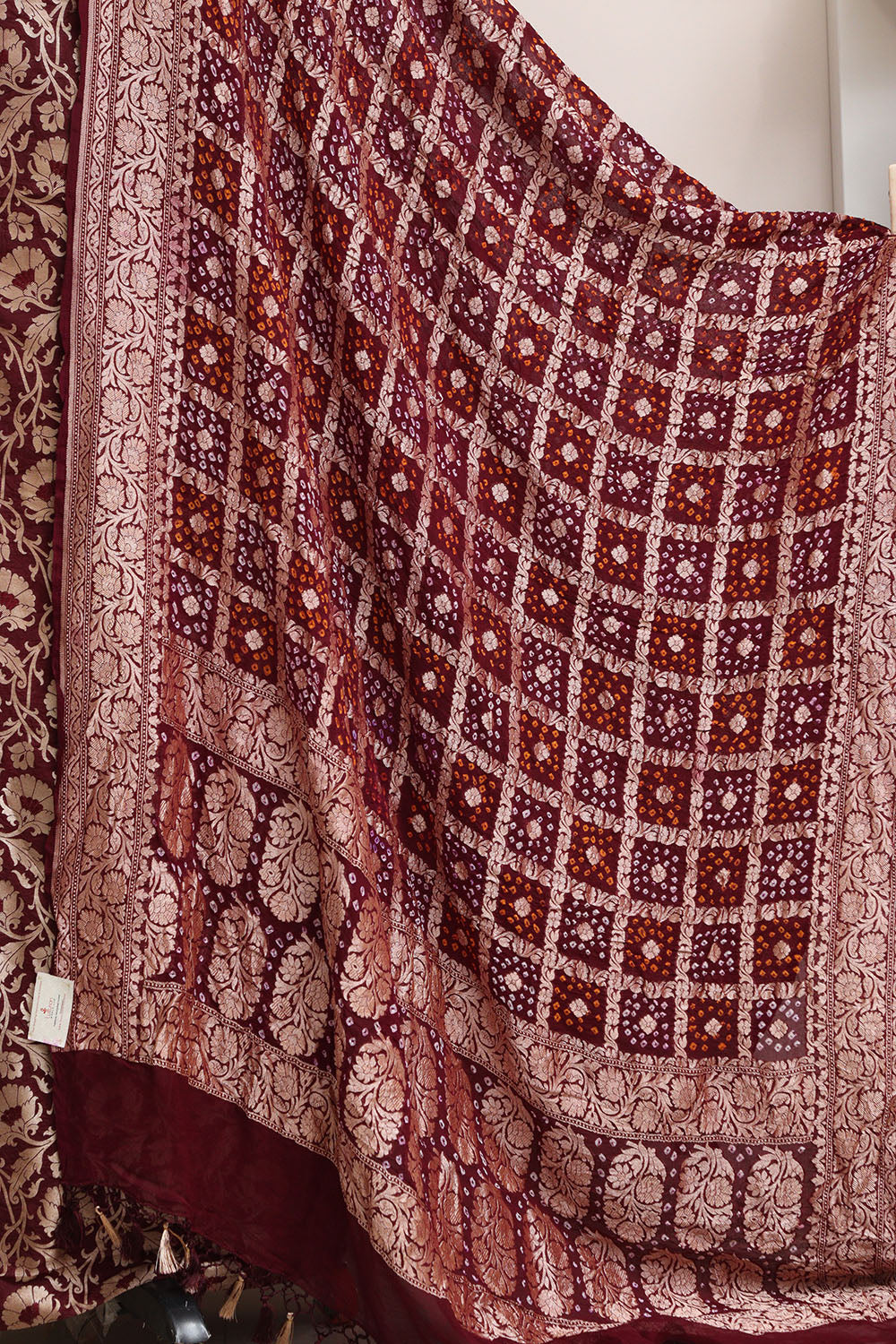 Elegant Brown Banarasi Silk Suit With Maroon Banarasi Bandhani Pure Georgette Dupatta - Luxurion World