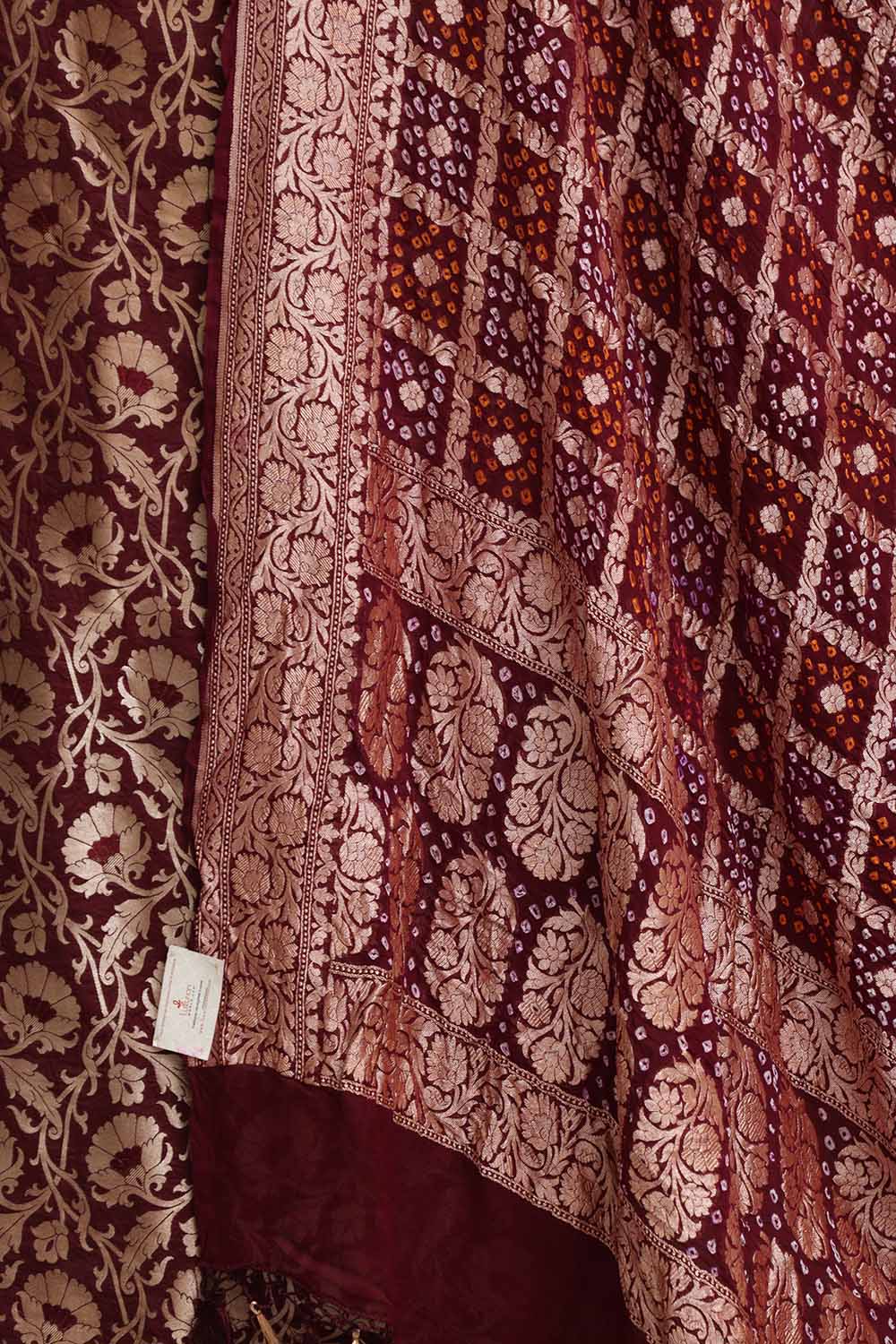 Elegant Brown Banarasi Silk Suit With Maroon Banarasi Bandhani Pure Georgette Dupatta - Luxurion World