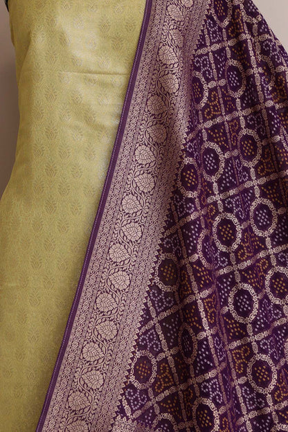 Elegant Green Banarasi Brocade Silk Suit With Banarasi Bandhani Weaved Georgette Dupatta - Luxurion World